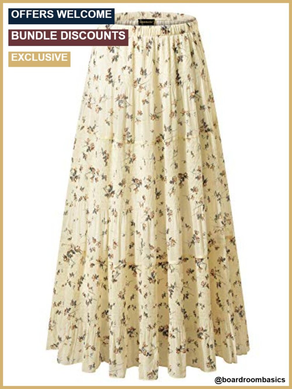 High Waist Pleated Floral Chiffon Maxi Skirt A-Line